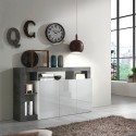 Moderne Küchen-Sideboard 3-türig, hochglanzweiß, 146 cm, schwarz Hailey BX Aktion