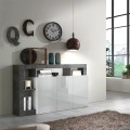 Moderne Küchen-Sideboard 3-türig, hochglanzweiß, 146 cm, schwarz Hailey BX Aktion
