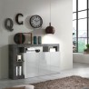 Moderne Küchen-Sideboard 3-türig, hochglanzweiß, 146 cm, schwarz Hailey BX Aktion