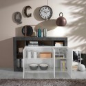 Moderne Küchen-Sideboard 3-türig, hochglanzweiß, 146 cm, schwarz Hailey BX Auswahl