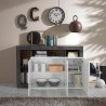 Moderne Küchen-Sideboard 3-türig, hochglanzweiß, 146 cm, schwarz Hailey BX Auswahl
