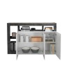 Moderne Küchen-Sideboard 3-türig, hochglanzweiß, 146 cm, schwarz Hailey BX Rabatte