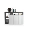Moderne Küchen-Sideboard 3-türig, hochglanzweiß, 146 cm, schwarz Hailey BX Sales