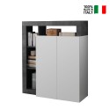 Moderner schwarzer Wohnzimmerschrank mit 2 weißen Hochglanztüren Blume BX Verkauf
