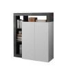 Moderner schwarzer Wohnzimmerschrank mit 2 weißen Hochglanztüren Blume BX Angebot