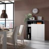 Moderner schwarzer Wohnzimmerschrank mit 2 weißen Hochglanztüren Blume BX Rabatte