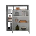 Moderner schwarzer Wohnzimmerschrank mit 2 weißen Hochglanztüren Blume BX Sales