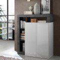 Moderner schwarzer Wohnzimmerschrank mit 2 weißen Hochglanztüren Blume BX Aktion