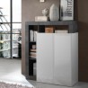 Moderner schwarzer Wohnzimmerschrank mit 2 weißen Hochglanztüren Blume BX Aktion