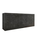 Moderne schwarze Sideboard mit Marmoreffekt, 2 Türen, 3 Schubladen, Tribus MB Basic. Angebot