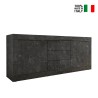 Moderne schwarze Sideboard mit Marmoreffekt, 2 Türen, 3 Schubladen, Tribus MB Basic. Verkauf