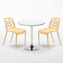 Weiß Rund Tisch und 2 Stühle Farbiges Polypropylen-Innenmastenset Gelateria Long Island Maße