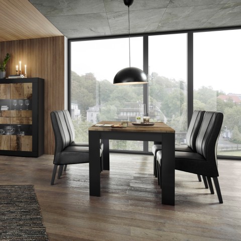 Esstisch Küche 180x90cm Schwarz Holz Industrial Bolero Basic Aktion