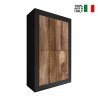 Industrielles Design Sideboard 4 Türen, matt-schwarz und Holz, Novia NP Basic Verkauf