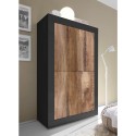 Industrielles Design Sideboard 4 Türen, matt-schwarz und Holz, Novia NP Basic Sales