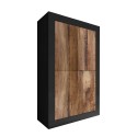 Industrielle Design-Sideboard mit 4 matten schwarzen Türen und Holz Novia NP Basic Angebot