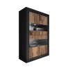 Industrie-Glasvitrine Wohnzimmer, 4 Türen, Schwarz, Holz, Modell Tina NP Basic Angebot