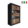Industrie-Glasvitrine Wohnzimmer, 4 Türen, Schwarz, Holz, Modell Tina NP Basic Sales
