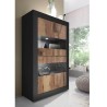 Industrie-Glasvitrine Wohnzimmer, 4 Türen, Schwarz, Holz, Modell Tina NP Basic Rabatte