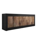 Industrieller TV-Schrank 210 cm, 2 Türen, 2 Schubladen, schwarzes Holz Visio NP Angebot