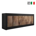 Industrieller TV-Schrank 210 cm, 2 Türen, 2 Schubladen, schwarzes Holz Visio NP Verkauf