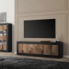 Industrieller TV-Schrank 210 cm, 2 Türen, 2 Schubladen, schwarzes Holz Visio NP Aktion