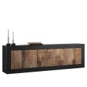 Mobiler industrieller TV-Ständer 210cm 2 Türen 2 Schubladen schwarzes Holz Visio NP Sales