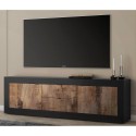 Industrieller TV-Schrank 210 cm, 2 Türen, 2 Schubladen, schwarzes Holz Visio NP Rabatte