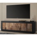 Mobiler industrieller TV-Ständer 210cm 2 Türen 2 Schubladen schwarzes Holz Visio NP Rabatte