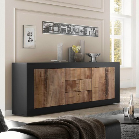 Industrie-Stil Sideboard Wohnzimmer, 3 Schubladen 2 Türen Tribus NP Basic Aktion