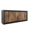 Wohnzimmer Küchenschrank 4 Flügeltüren matt schwarz industrielle Holznachbildung Altea NP Angebot