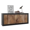 Industrie-Sideboard Altea NP mit 4 Türen in Schwarz Matt und Holz für Wohnzimmer/Küche Sales