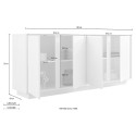 Moderne Wohnzimmer-Kommode, hochglanz weiß, 4 Türen, 180 cm, Connie Ice Lagerbestand