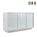 Sideboard Wohnzimmer Küche 3 Türen 138cm glänzend weiß Dimas Ice Verkauf