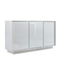 Dimas Ice Sideboard 3-Türer 138cm Hochglanz Weiß für Wohnzimmer und Küche Angebot
