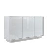 Dimas Ice Sideboard 3-Türer 138cm Hochglanz Weiß für Wohnzimmer und Küche Angebot