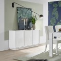 Sideboard Wohnzimmer Küche 3 Türen 138cm glänzend weiß Dimas Ice Rabatte