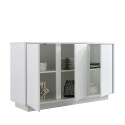 Sideboard Wohnzimmer Küche 3 Türen 138cm glänzend weiß Dimas Ice Sales