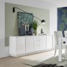 Moderne Anrichte 210cm, 4 Türen, 3 Schubladen, weiß hochglanz Maine Ice Sales