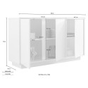 Dimas Ice Sideboard 3-Türer 138cm Hochglanz Weiß für Wohnzimmer und Küche Lagerbestand