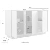 Dimas Ice Sideboard 3-Türer 138cm Hochglanz Weiß für Wohnzimmer und Küche Lagerbestand