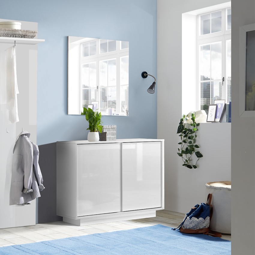 Hochglanz Sideboard Agape Ice weiß, 2 Türen, 92cm Aktion Hochglanz Sideboard Agape Ice weiß, 2 Türen, 92cm Aktion