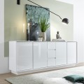 Moderne Anrichte 210cm, 4 Türen, 3 Schubladen, weiß hochglanz Maine Ice Aktion