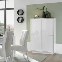 Moderne hohe Anrichte 4 Türen weiß hochglanz lackiert h145cm Joyce Ice Angebot