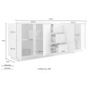 Moderne Sideboard-Kommode, 210cm, 4 Türen, 3 Schubladen, glänzendes Weiß - Maine Ice. Katalog