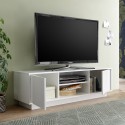 Mobiles TV-Gerät Wohnzimmer weiß glänzend modern 138cm 2 Türen Dener Ice. Rabatte