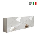 Sideboard für Wohnzimmer 4 Türen 241cm Hochglanz Weiß mit Spiegel Vittoria WH L Verkauf