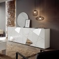 Sideboard für Wohnzimmer 4 Türen 241cm Hochglanz Weiß mit Spiegel Vittoria WH L Aktion