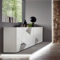 Sideboard für Wohnzimmer 4 Türen 241cm Hochglanz Weiß mit Spiegel Vittoria WH L Lagerbestand