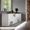 Sideboard für Wohnzimmer 4 Türen 241cm Hochglanz Weiß mit Spiegel Vittoria WH L Lagerbestand
